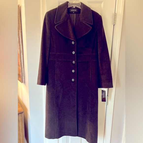NWT JNY Wool blend brown long pea coat size 10 - Picture 8 of 11